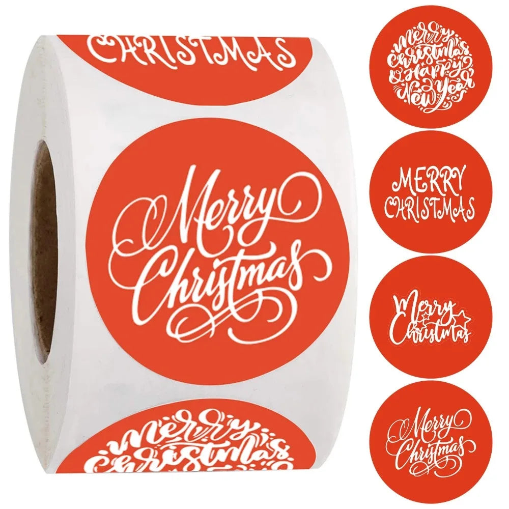 100-500Pcs Merry Christmas Socks Tree Label Stickers for Gift Card Package Wrapping Festival Party Baking Small Business 1 Inch (ONLINE ORDER ONLY)