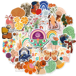 50pcs Funny Cartoon Cute Bohemia Graffiti Stickers Aesthetic Boho Style Phone Laptop Bike Notebook Phone Laptop Sticker (Online Order Only)