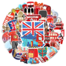 10/30/50PCS Red London Sticker Aesthetic PVC DIY Children's Korean Stationery School Supplies Decoration Scrapbooking for Kids (ONLINE ORDER ONLY)