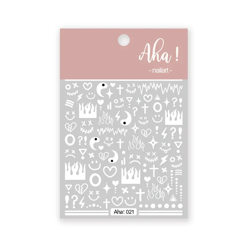 1pc Cute White Cloud Nail Stickers Ultra Thin Nail Art Stickers Self Adhesive Decals Star Moon/Flower/Clouds Kawaii Nail Decals (Online Order Only)