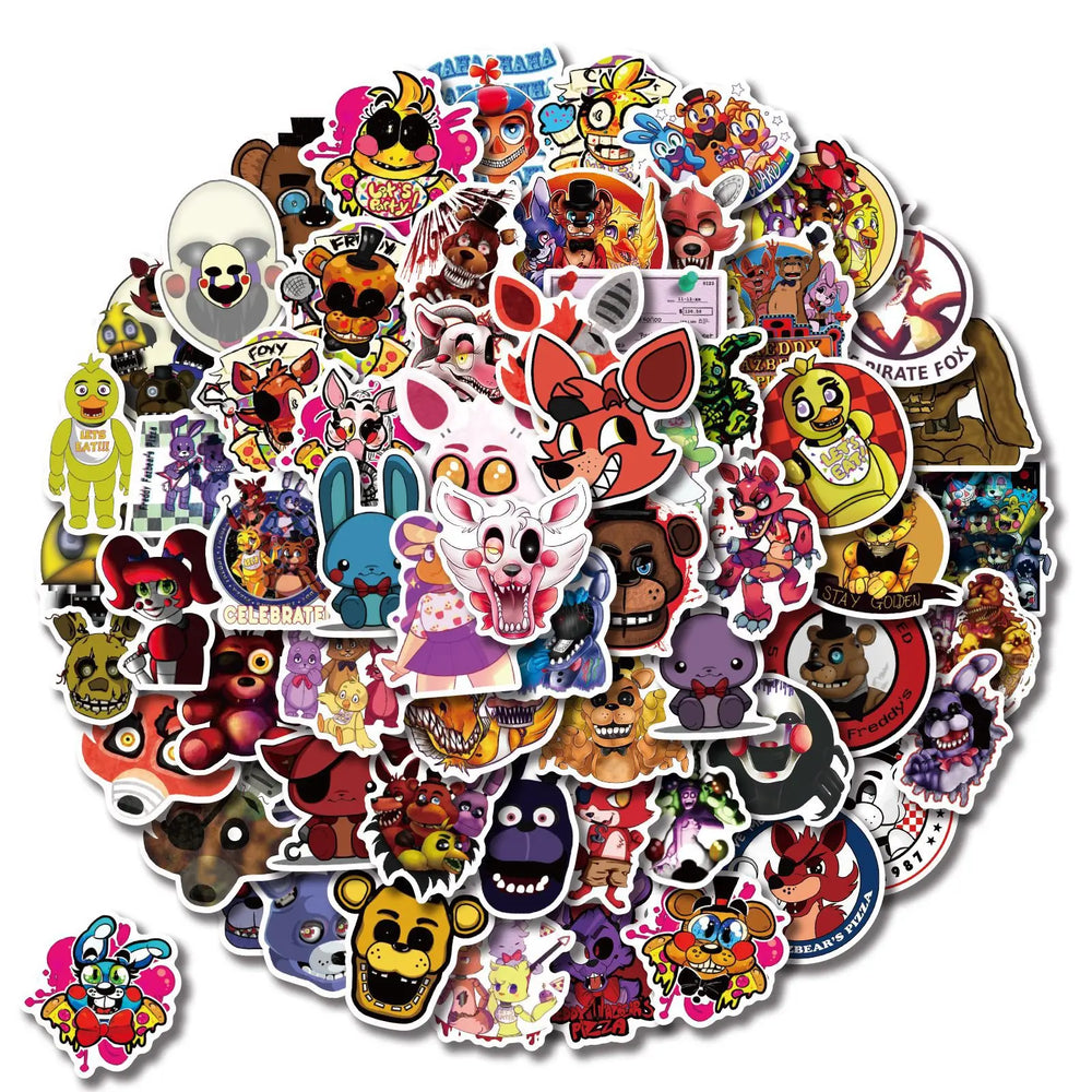 50/100PCS Game Stickers Freddy Bear Fazbear for Car Laptop Luggage Phone Decal Waterproof Sticker Toys Gifts (ONLINE ORDER ONLY)