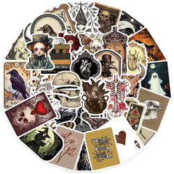 50PCS Gothic Skeleton Animal Stickers for Skateboard, Guitar, Computer, Refrigerator, Desk (ONLINE ORDER ONLY)