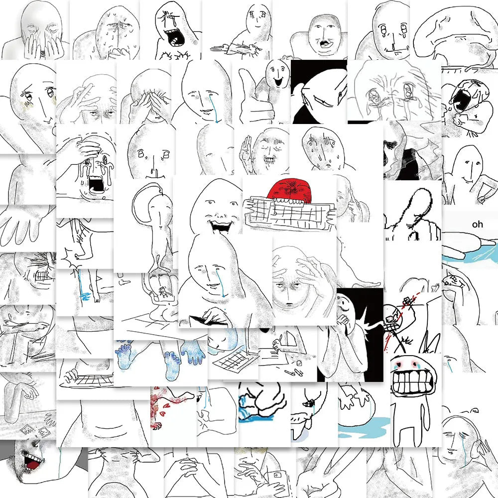 62PCS Emotional breakdown Mental state meme sticker funny sticker Scrapbook DIY Child Phone Stationery Supply for Kid (Online Order Only)