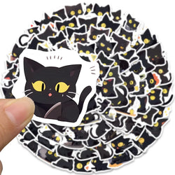 100pcs Cute Cartoon Animals Black Cats Stickers For Laptop Guitar Phone Luggage Decor Waterproof Graffiti Bicycle Car Decals (ONLINE ORDER ONLY)