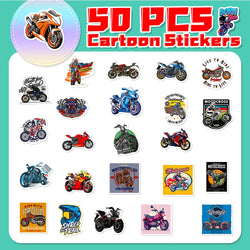10/30/50pcs Classic Motorcycle Stickers Mountain Bike Decals Laptop Suitcase Notebook Motorcycle Cool Waterproof Sticker Toys (ONLINE ORDER ONLY)