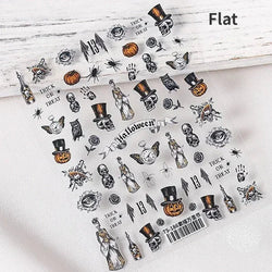 Gothic Dark Spider Butterfly Cross Flame Wings Halloween Horror Rose Flower Rabbit Pumpkin Bear Nail Art Stickers Manicure Decal (ONLINE ORDER ONLY)
