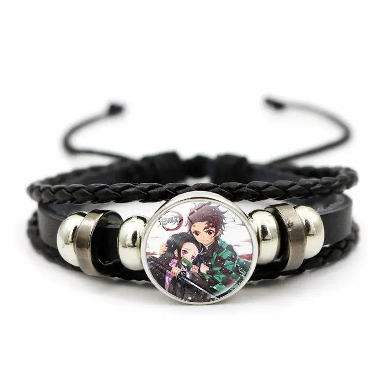 Demon Slayer Bracelet: Tanjiro & Nezuko Leather Charm (ONLINE ORDER ONLY)