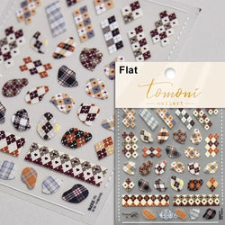 Geometric French Style Colorful Square Grid Rhombus Line Stripe Bowknot 3D Self Adhesive Nail Art Stickers Shiny Manicure Decals (ONLINE ORDER ONLY)