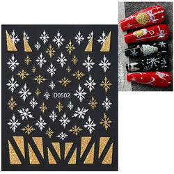1pc Christmas Nail Sticker 3D Gold Glitter Snowflake Elk Penguin Bells Design Adhesive Nail Slider Decals Winter Manicure Decor* (Online Order Only)