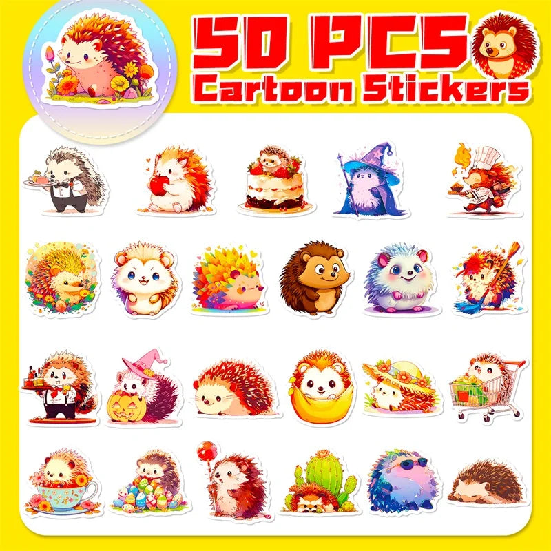 10/30/50PCS Cute Cartoon Hedgehog PVC Sticker Aesthetic Children's Decoration Scrapbooking Stationery School Supplies for Kids (ONLINE ORDER ONLY)