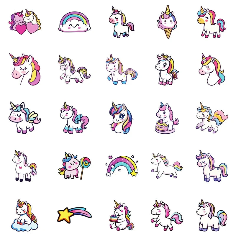 10/30/50PCS Kawaii Love Unicorn PVC Sticker Aesthetic DIY Korean Decoration Scrapbooking Hand Accounting Supplies for Kids (Online Order Only)
