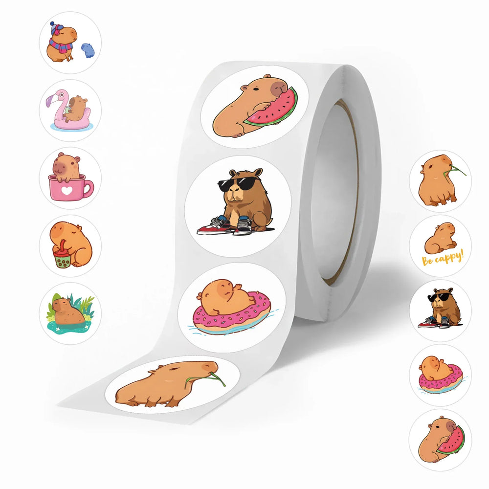 100-500pcs Cute Plump Capybara Cartoon Brown Animals Stickers DIY Scrapbook Phone Reward Seal Label Wall Sticker Kid Toy (Online Order Only)