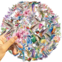 50PCS Cartoon Hummingbird PET Sticky Sticker Aesthetic Korean Stationery DIY Decoration Scrapbooking School Supplies for Kids (ONLINE ORDER ONLY)