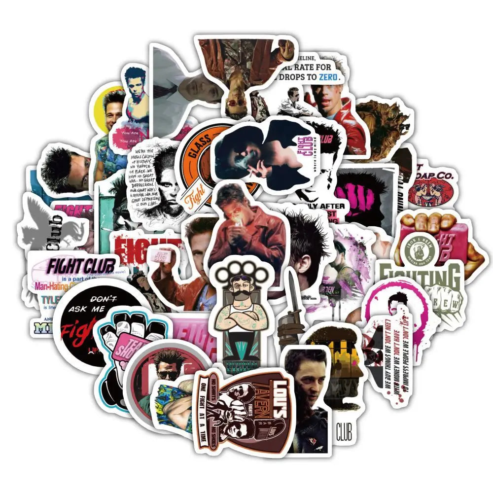 Fight Club Stickers Decals for Laptop, Phone, Guitar, Bike, Skateboard, Fridge, Luggage - 10/30/60PCS (Online Order Only)