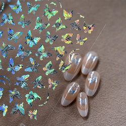1pcs Butterfly Floral Nail Art Stickers Magic Shell Light Laser Black/White Nail Decoration Butterfly Slider Manicure Ornaments* (Online Order Only)