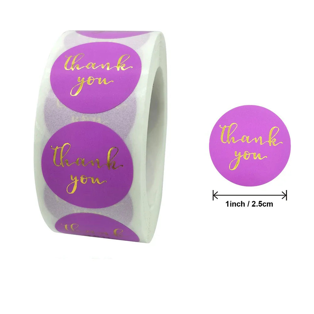 500pcs/roll Round Brown labels Thank You Kraft Stickers 1 inch Wedding Pretty Gift Envelope Sealing Label Stickers Stationery (ONLINE ORDER ONLY)