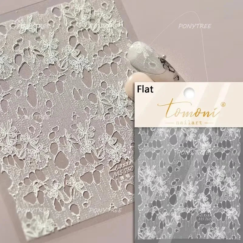 Gird Lace Bowknot Love Heart Flower Fabric Printing Frame Bow Tie Rococo Pattern Daisy Tender Nail Art Stickers Manicure Decals (ONLINE ORDER ONLY)