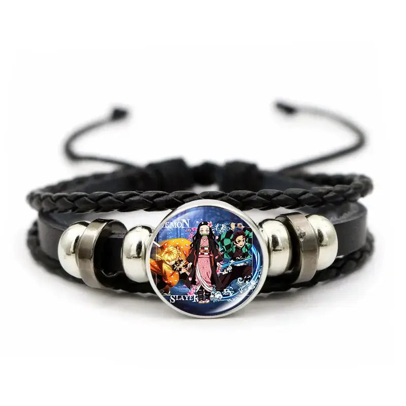 Demon Slayer Bracelet: Tanjiro & Nezuko Leather Charm (ONLINE ORDER ONLY)
