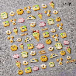Colored Shiny Jelly Claw Paw Pudding Dessert Cherry Bowknot Cake Bow Tie Drink Food Love Heart Nail Art Sticker Manicure Decal (ONLINE ORDER ONLY)