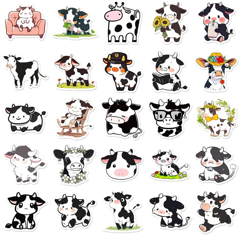 10/30/50PCS Cute Cow PVC Sticker Aesthetic DIY Children's Decoration Scrapbooking Korean Stationery School Supplies for Kids (ONLINE ORDER ONLY)