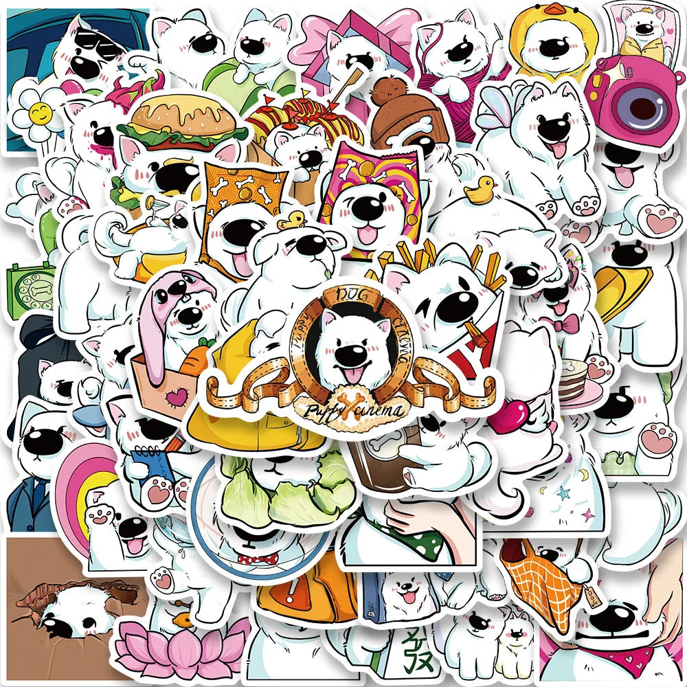 50PCS Samoyed Puppy Cartoon Stickers for Scrapbook, Phone, Planner, Car, Kids Toy (Online Order Only)