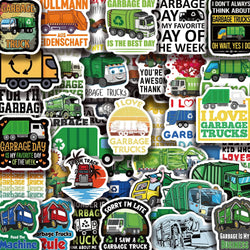 50PCS Green Garbage Truck Stickers For Suitcase Skateboard Laptop Luggage Phone Car Styling DIY Decal Sticker (ONLINE ORDER ONLY)