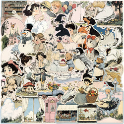 50pcs Retro Aesthetic Cartoon Fairy Tale World Stickers For Luggage Guitar Laptop Phone Diary Waterproof Graffiti Vinyl Decals (Online Order Only)