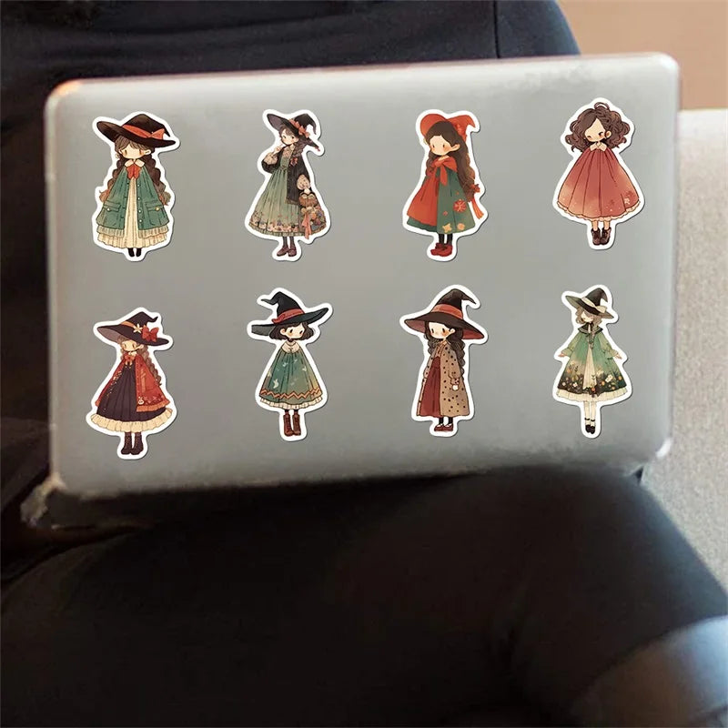 10/30/50PCS Cartoon Q Witch PVC Sticker Aesthetic Children's Korean Decoration Scrapbooking Stationery School Supplies for Kids (ONLINE ORDER ONLY)