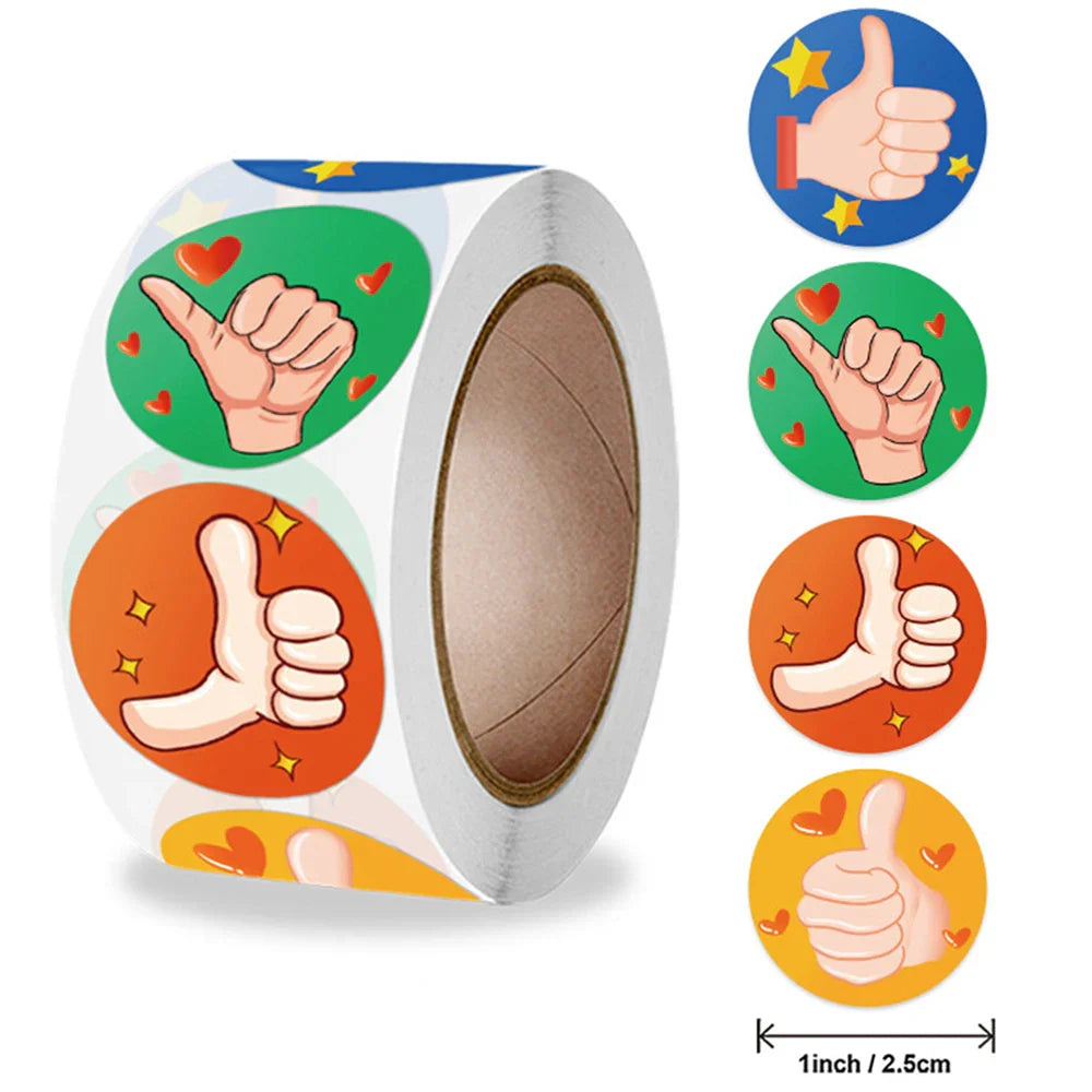 100-500pcs Encouragement Reward Stickers Thumbs Up Rewarded Kids School Kindergarten Children Scrapbook Stationery Sticker (ONLINE ORDER ONLY)