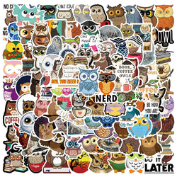50/100pcs Cute Cartoon Animals Owl Stickers Kids Toy Waterproof Graffiti For Laptop Water Bottle Phone Bicycle Car Decals (ONLINE ORDER ONLY)