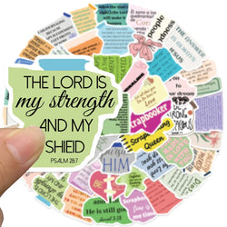 50pcs Cute Cartoon Motivational Phrases Positive Stickers Bible Verse Sticker For Luggage Laptop Guitar Phone Diary Vinyl Decals (ONLINE ORDER ONLY)