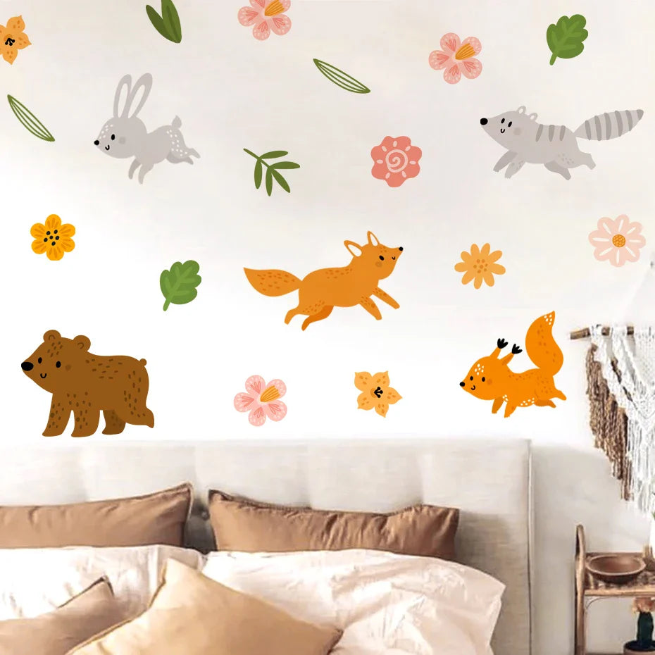 Cartoon Rabbit Bear Wall Stickers for Kids Nursery Bedroom Decals (ONLINE ORDER ONLY)