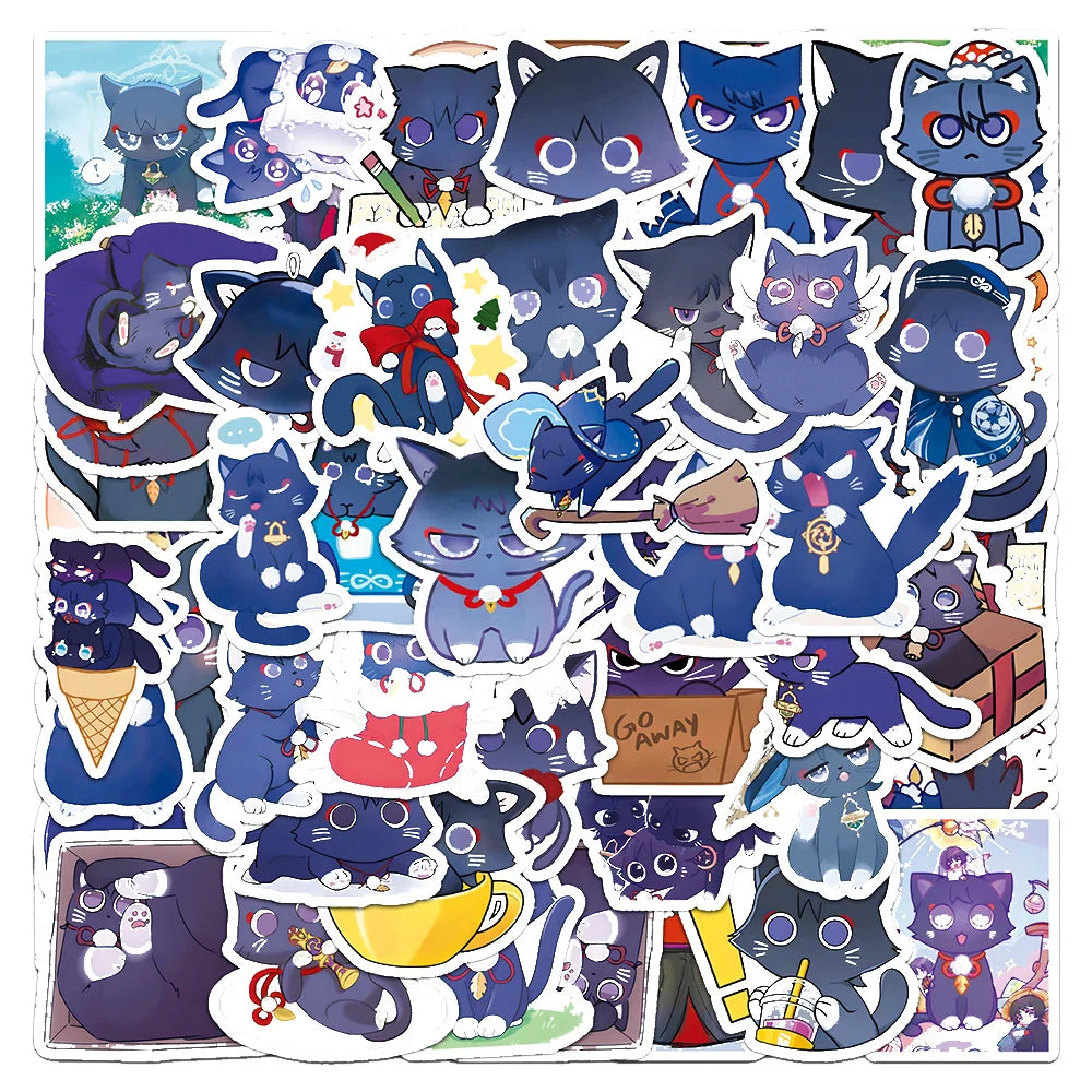 51Pcs Cute Cat Graffiti Stickers for Helmet, Wall, DIY Decoration (Online Order Only)