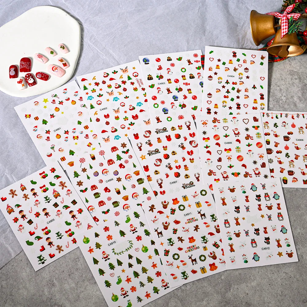 Merry Christmas Penguin Nail Art Sticker 3D Slider Deer Santa Claus Decal New Year Nail Decorations Sticker Manicure Accessories (ONLINE ORDER ONLY)