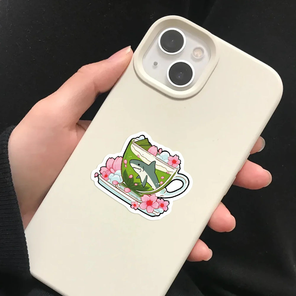 50pcs Shark And Cup Stickers Cartoon Waterproof Pvc Decals for Skateboard Helmet Laptop Bicycle Motorcycle Stickers Kids Toy (ONLINE ORDER ONLY)