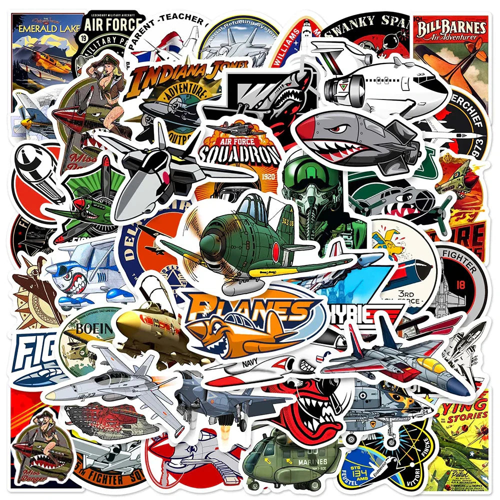 Retro Warplane Stickers Waterproof Decals for Skateboard Laptop Phone Car Motorcycle 10/30/50pcs (Online Order Only)