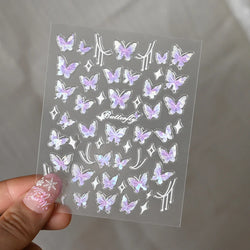 1pcs Pink Christmas Nail Stickers Shiny Shell Light Nail Art Parts Stickers Cute Snowflakes Star Wreath Nail Decorations Decals* (ONLINE ORDER ONLY)