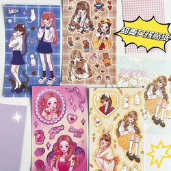 4pcs Cute Sweet Campus Girl Sticker Scrapbooking Decorative Diary DIY Idol Album Kawaii Stationery Stickers Art Supplies (ONLINE ORDER ONLY)