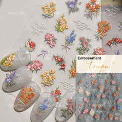 Dried Flower Butterfly Wildflowers Daisy Lily Moth Orchid Garden Self Adhesive Nail Art Stickers Chic Manicure Decals Wholesale (ONLINE ORDER ONLY)