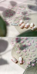 Charming Pink Purple Embroidery Gradual Butterfly Flowers Green Leaf 5D Tender Self Adhesive Nail Art Stickers Manicure Decals (ONLINE ORDER ONLY)