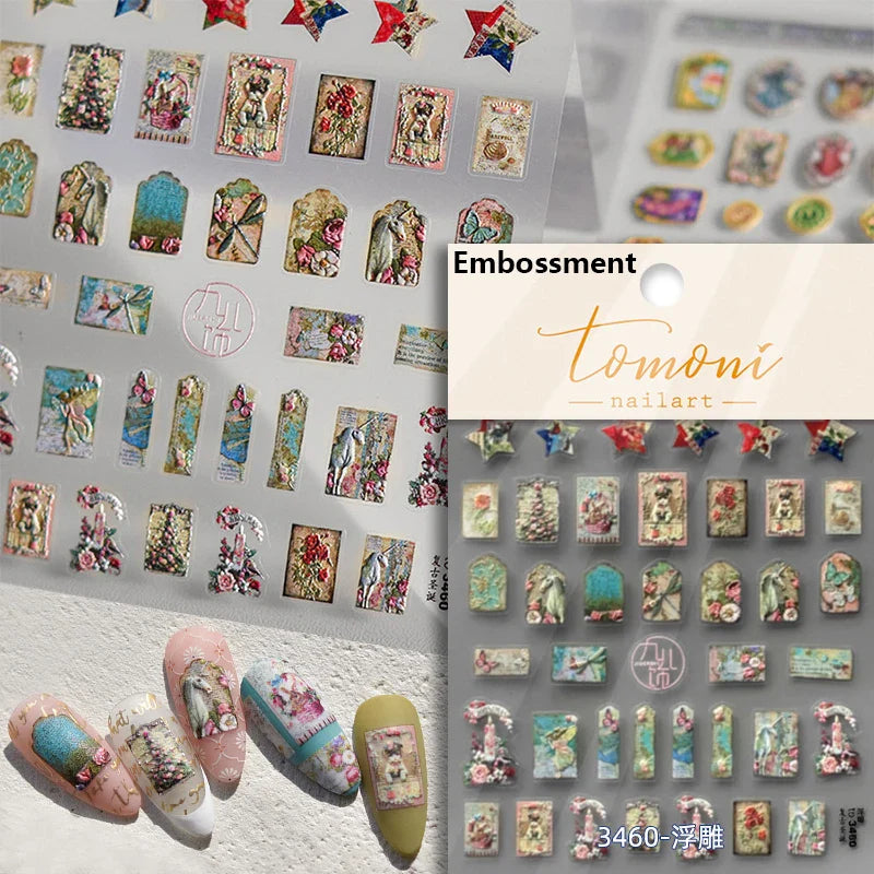 Round Jeans Square Sexy Blue Series Cowboy Lucky Beautiful Letter Self Adhesive Nail Art Sticker Pearl Rhinestone Manicure Decal (ONLINE ORDER ONLY)