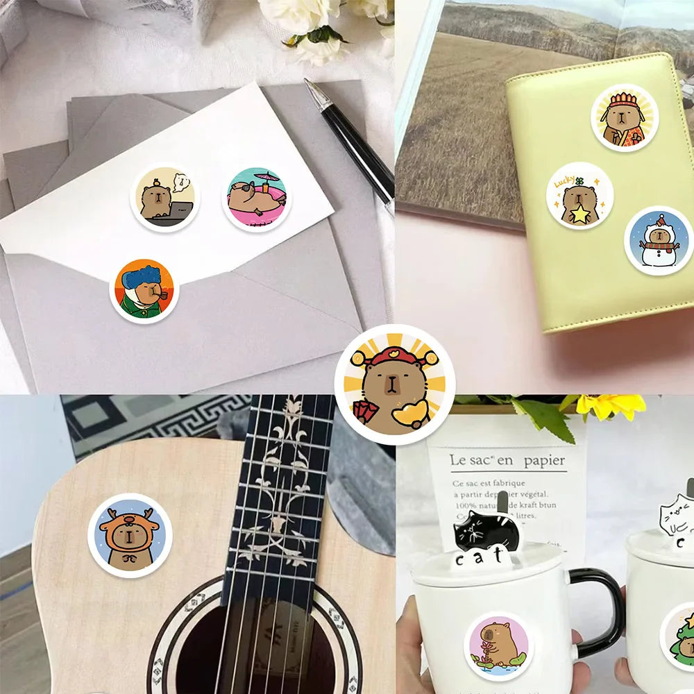 500pcs/roll Cute Capybara Cartoon Graffiti Stickers DIY Phone Guitar Laptop Notebook Suitcase Waterproof Sticker Kids Toy (ONLINE ORDER ONLY)