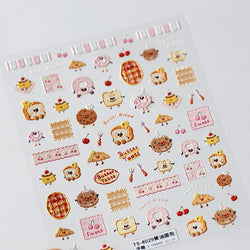 Toast Butter Brioche Bread Dim Sum Cookie Cherry Pudding Food Fork Doughnut Relief Adhesive Nail Art Stickers Manicure Decals (ONLINE ORDER ONLY)