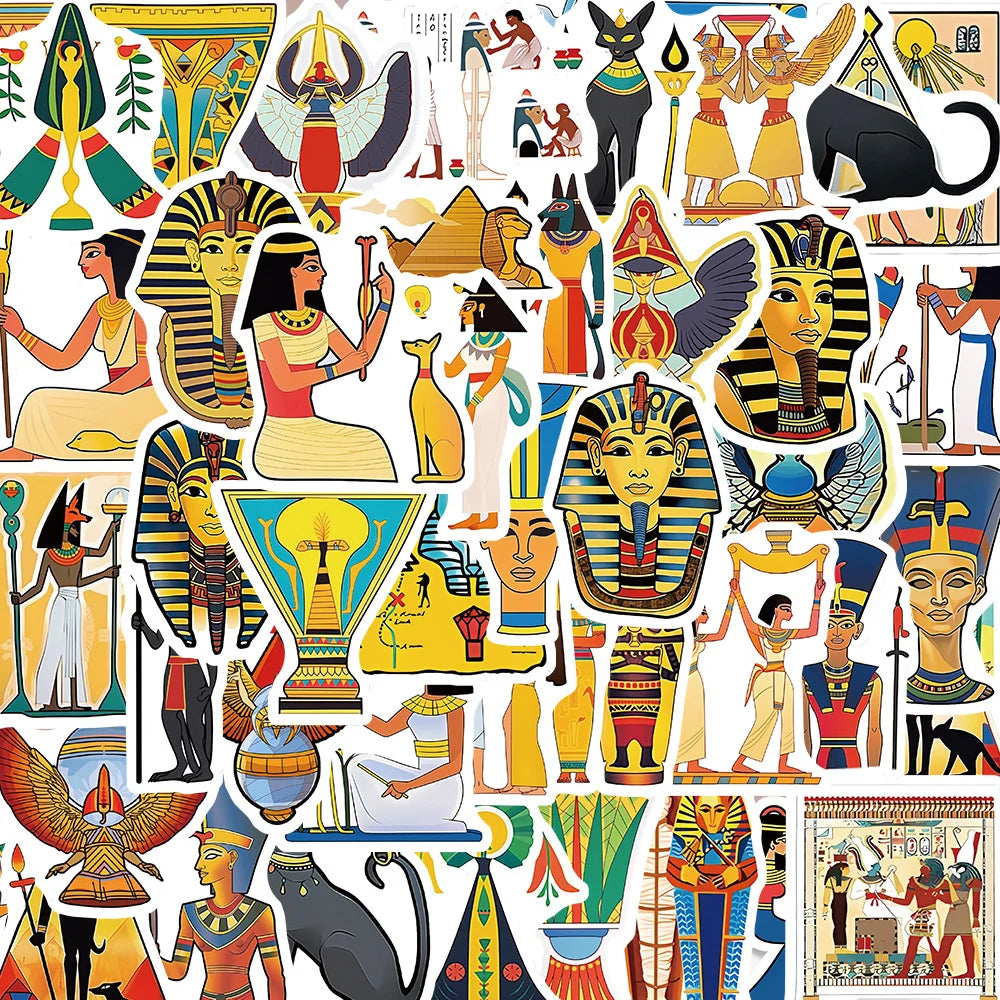 Ancient Egyptian Pharaoh Stickers for Phone Laptop Luggage Skateboard - 10/30/50PCS (ONLINE ORDER ONLY)