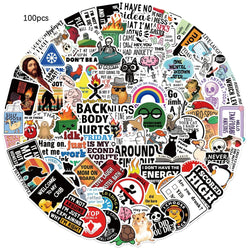 100pcs Snarky Meme Vinyl Stickers Funny Doodle Art For Laptops Skateboards Luggage Reusable Vinyl Decals For Diy Gifts (Online Order Only)