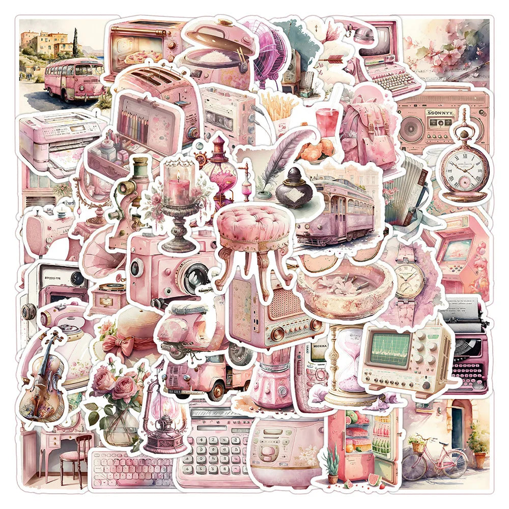 Cute Pink Aesthetic Stickers for Laptop, Suitcase, Phone - 10/30/63pcs Kawaii Decals for Girls Kids (ONLINE ORDER ONLY)