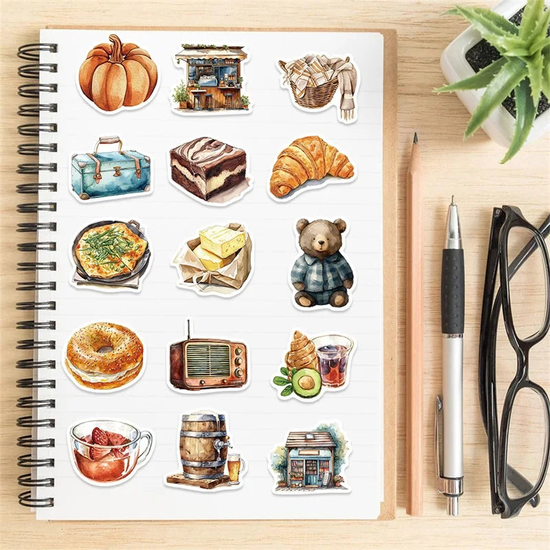 10/30/50PCS Cute Bread Life PVC Sticker Aesthetic Children's Decoration Scrapbooking Korean Stationery School Supplies for Kids (ONLINE ORDER ONLY)