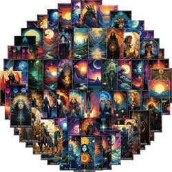 78pcs Magic Witch Moon Tarot Graffiti Stickers Cool Dark Goth Decals Toy DIY Scrapbook Bottle Phone Luggage Car Sticker (Online Order Only)