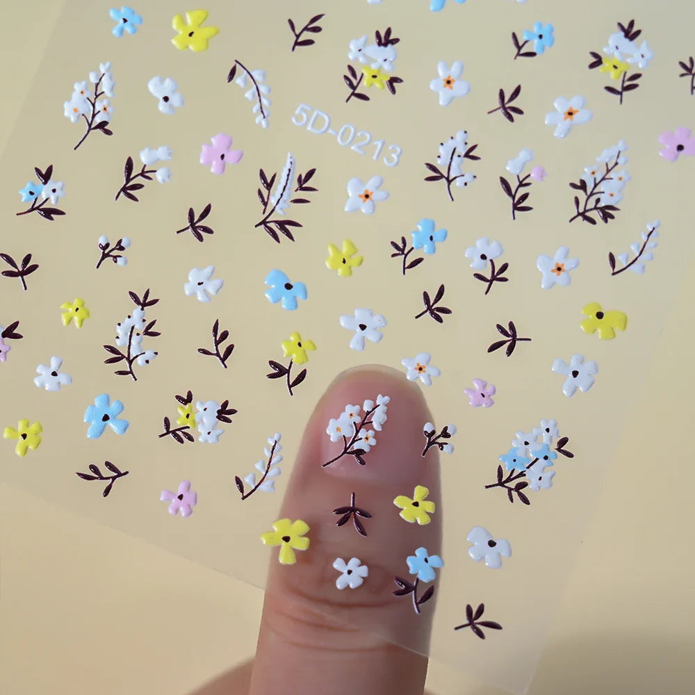 1pc 5D Flower Design Nail Art Stickers Colorful Flowers Nail Art Decals For DIY & Nail Salons Self-Adhesive Nail Art Supplies *^ (ONLINE ORDER ONLY)