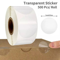 500Pcs/Roll Transparent Round Self-Adhesive Stickers Business Package seal Labels Scrapbooking Cookie Bag Sealing Tag DIY Gifts (ONLINE ORDER ONLY)